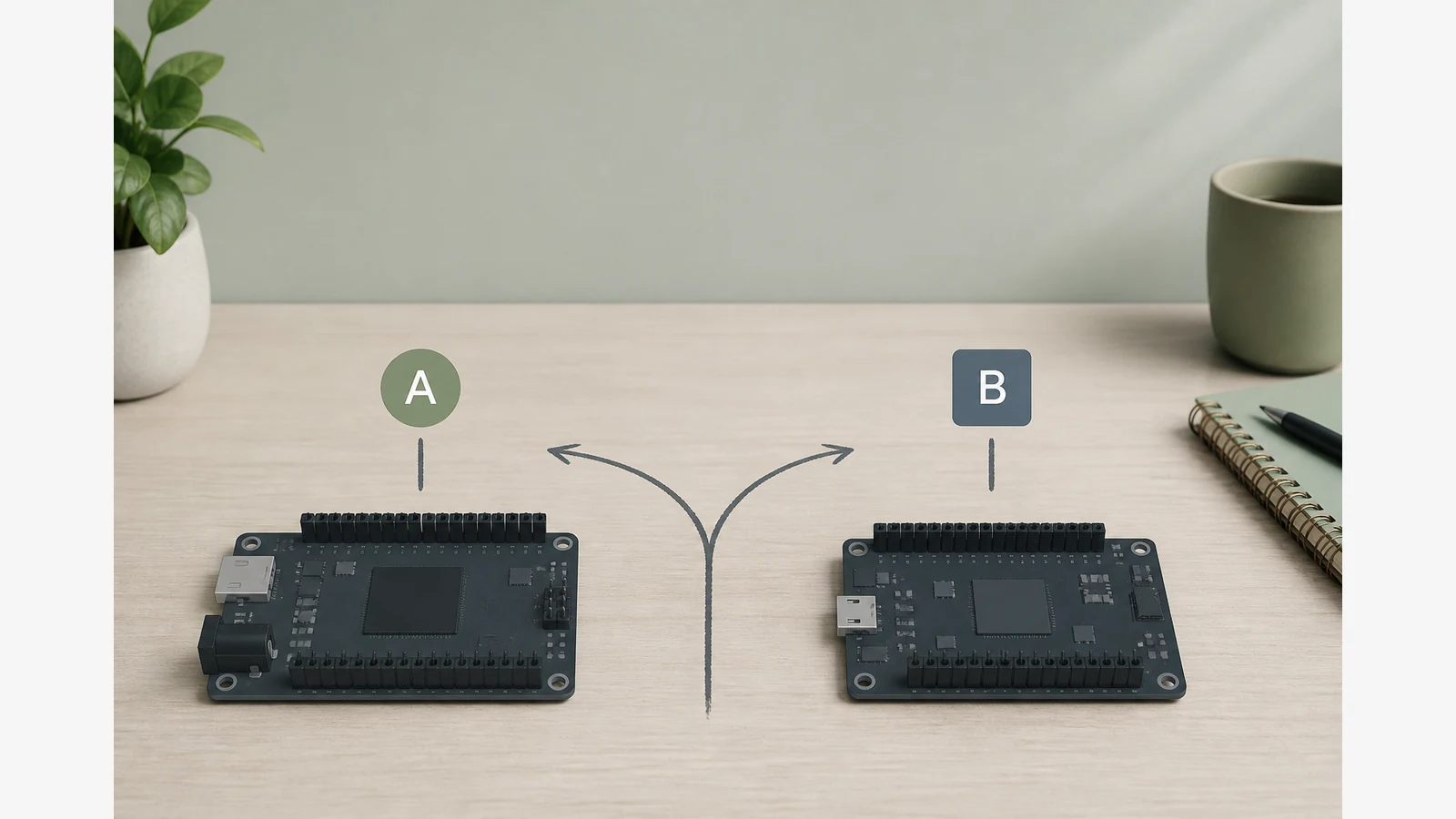 Diagram comparing Arduino UNO R3-class and R4-class boards for UK beginners