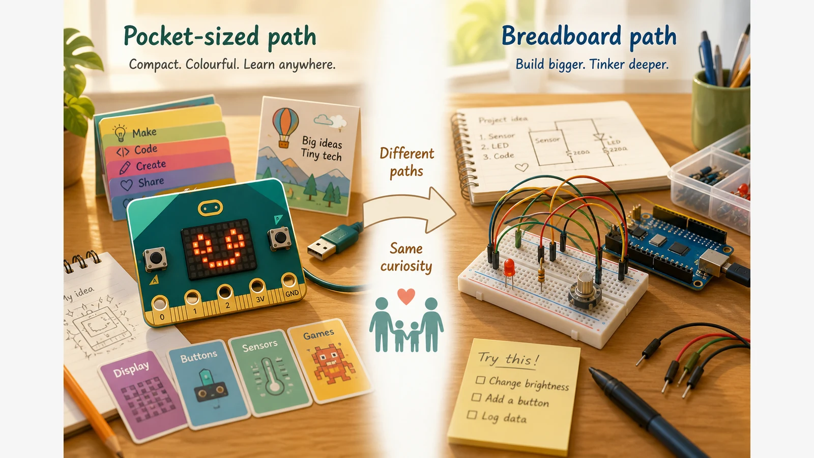 Comparison of BBC micro:bit and Arduino learning paths for UK kids